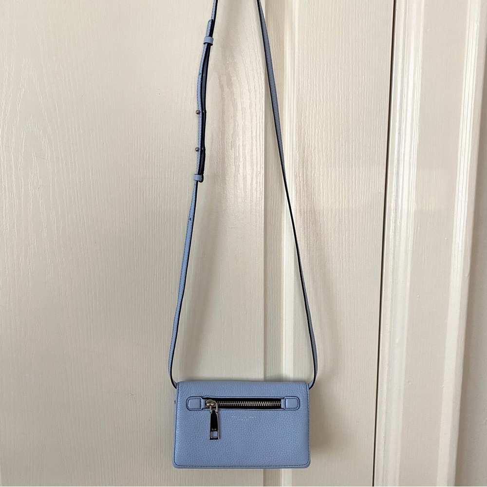 $295 Marc Jacobs Gotham Blue Pebble Leather Adjustable Crossbody Bag Clutch